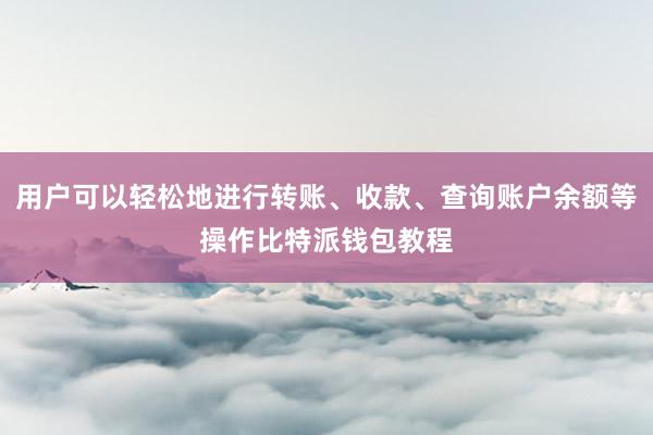 用户可以轻松地进行转账、收款、查询账户余额等操作比特派钱包教程