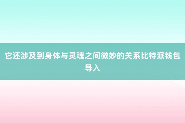 它还涉及到身体与灵魂之间微妙的关系比特派钱包导入