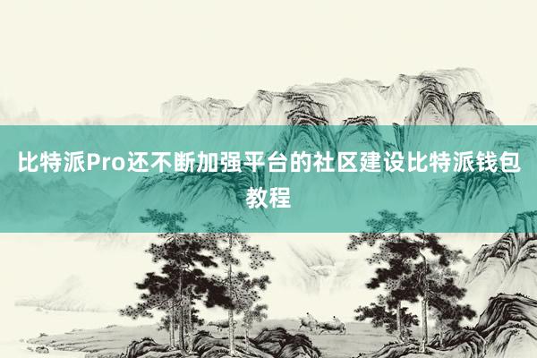 比特派Pro还不断加强平台的社区建设比特派钱包教程