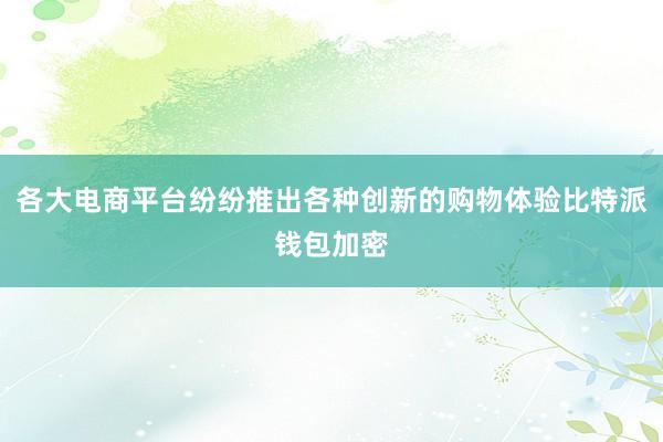 各大电商平台纷纷推出各种创新的购物体验比特派钱包加密